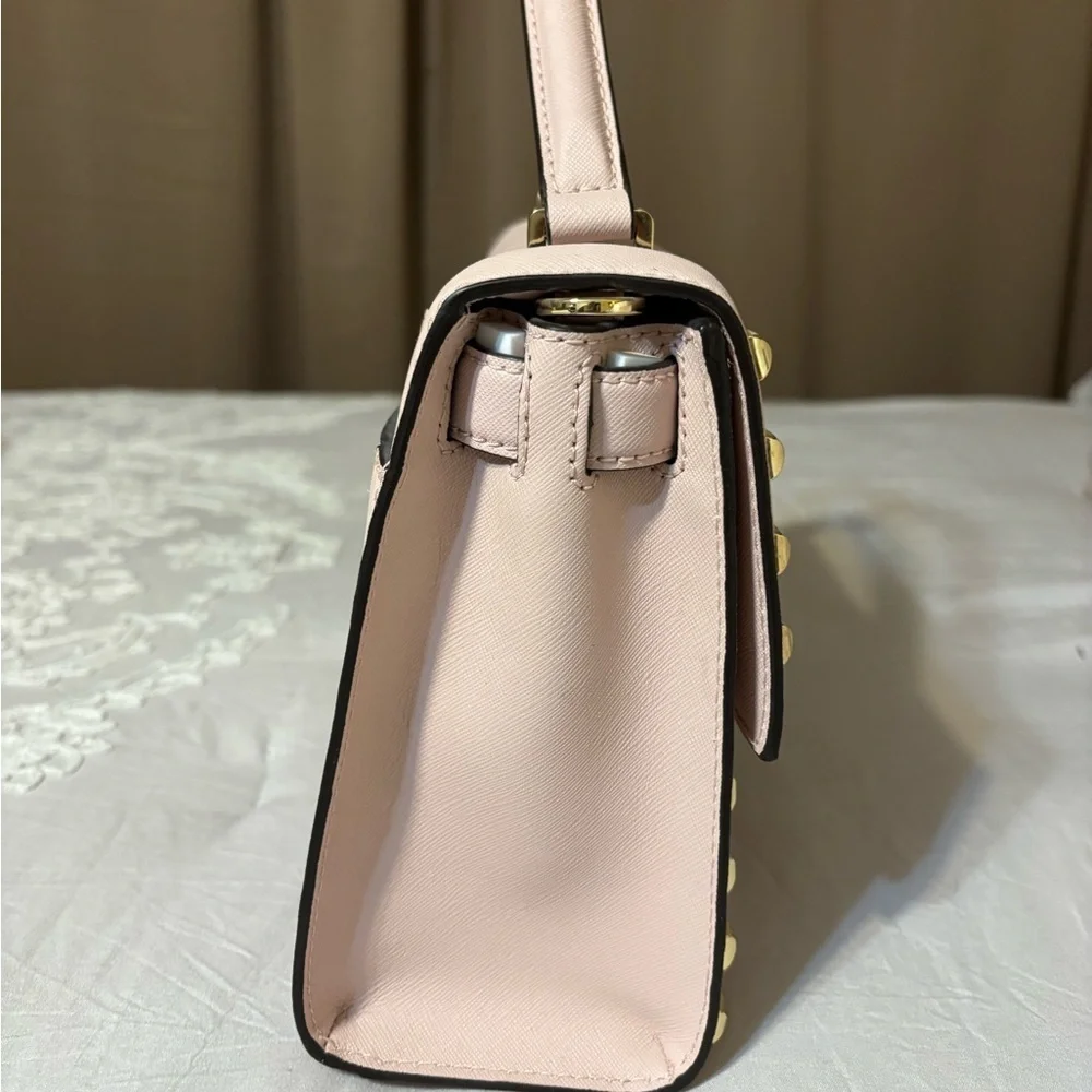 Michael Kors Like New Pink Dillon Studded Messenger Bag.